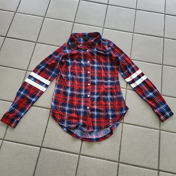 Juniors Small Rue21 Flannel Button-Up Shirt "The Struggle Is Real" Red Blue - Picture 5 of 8